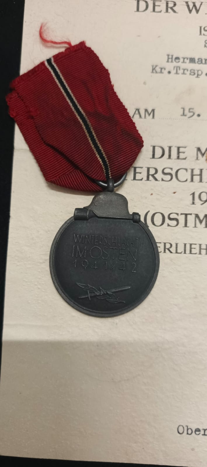 Medal for the Eastern Front with award.